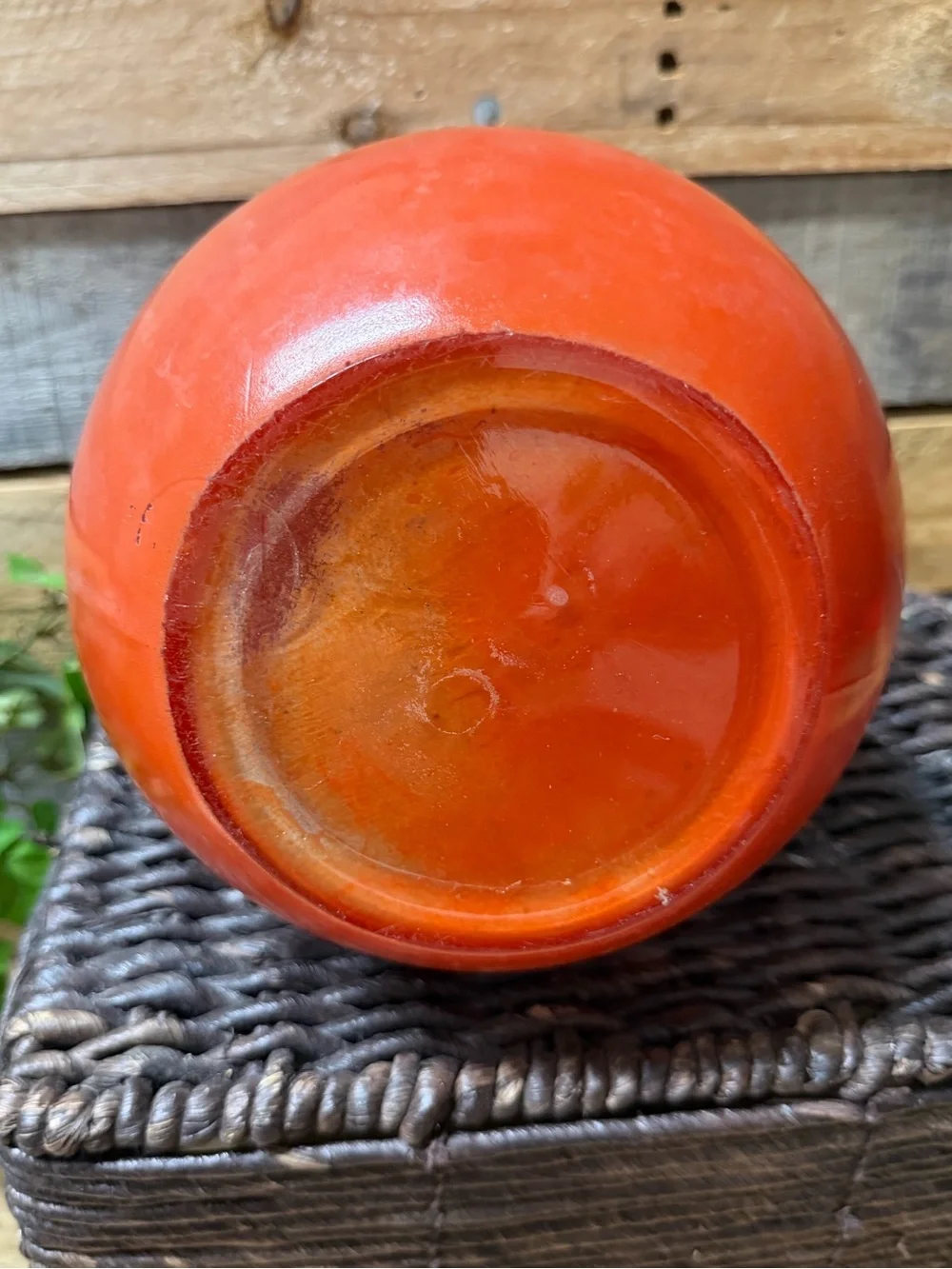 Vintage Round Bright Orange Ceramic Tilt Pitcher